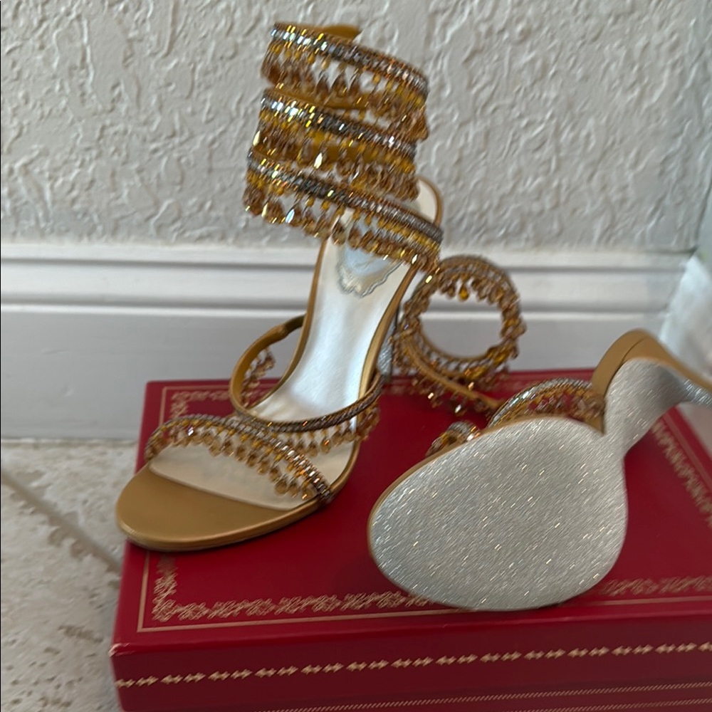 Rene Caovilla drop crystal chandelier sandals